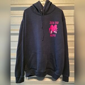 Habitz Zeta Tau Alpha Navy Hoodie with Pink Logo